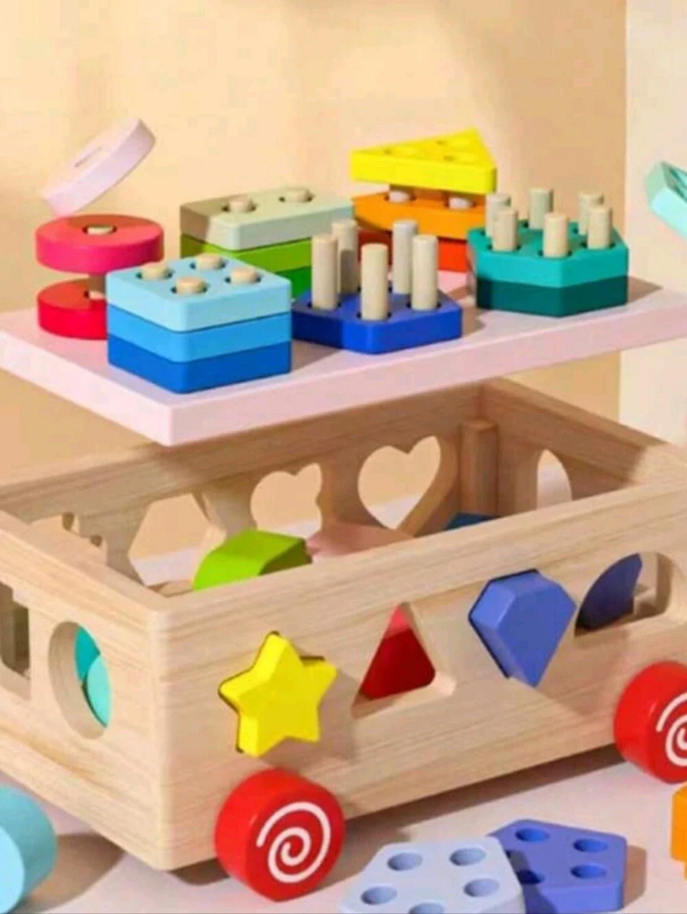 Local 1 Piece Shape Number Matching Intelligence Car Toy Color Recognition Build